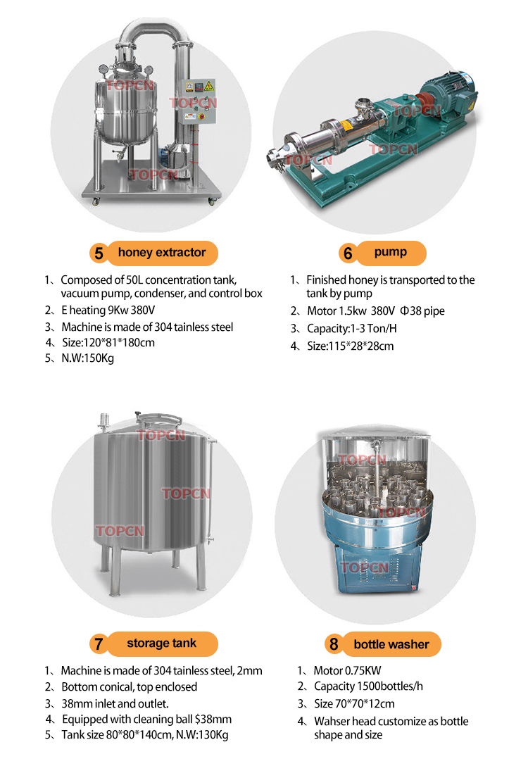 Honey Processing Equipment Honey Filtering Extractor Preheating Processing Packing Machines