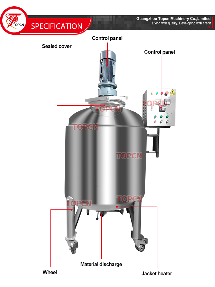 300L 500L Stainless Steel Heated Mixing Tank Liquid Shampoo Lotion Blender Beverage Fruit Juice Mixer Machine Price