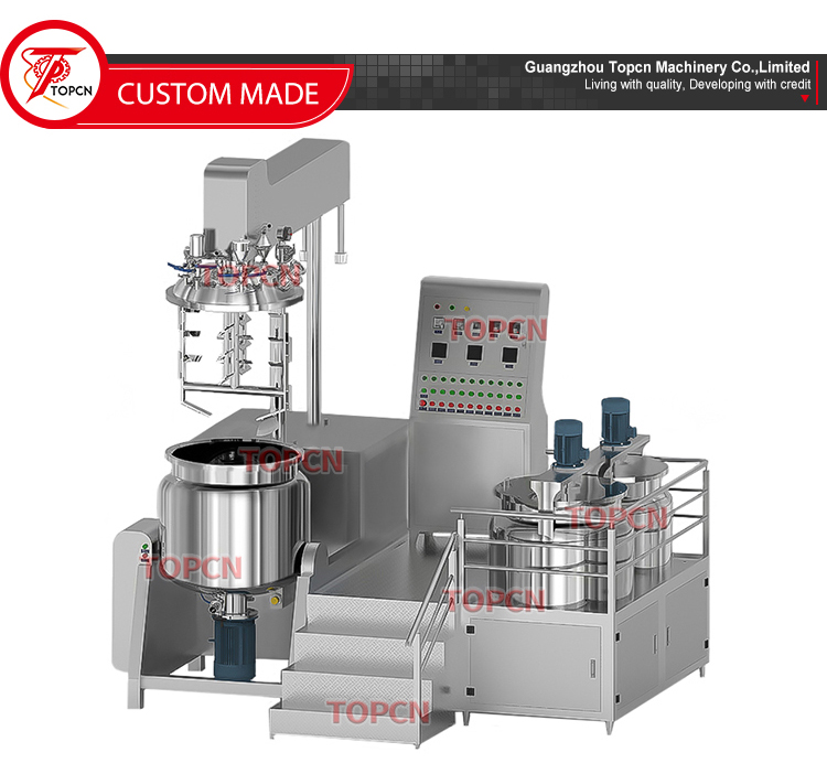 50L 100L 200L Cosmetic Manufacturing Production Line Cosmetic Cream Emulsion Vacuum Emulsifying Mixer Machine