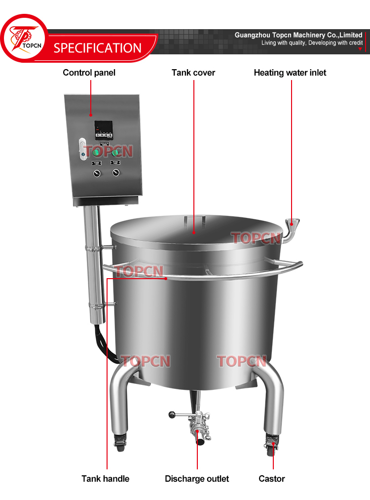 Stainless Steel 50L 100L 200L Chocolate Butter Honey Sugar Candle Wax Heating Melting Storage Tank