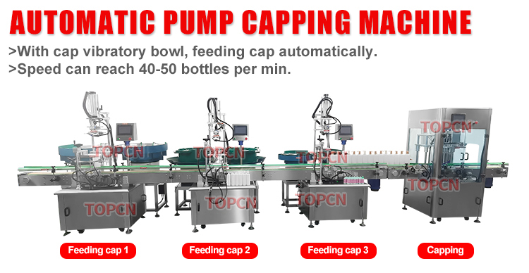 TOPCN Factory Customize Automatic Hand Gel Beverage Glass Spray Dropper Bottle Plastic Caps Screw Capping Machine Line