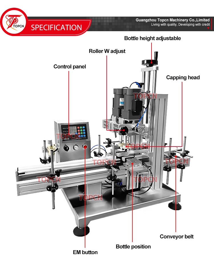 TOPCN  Automatic Glass Dropper Bottle Body Gel Cosmetic Spray Bottle Cap Screwing Capper Shampoo Capping Machine