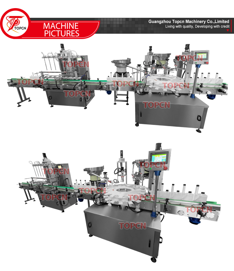 Eight Head Magnetic Pump 3 In 1 Rotary Engine Oil Liquid Filling Capping And Labeling Machine Line