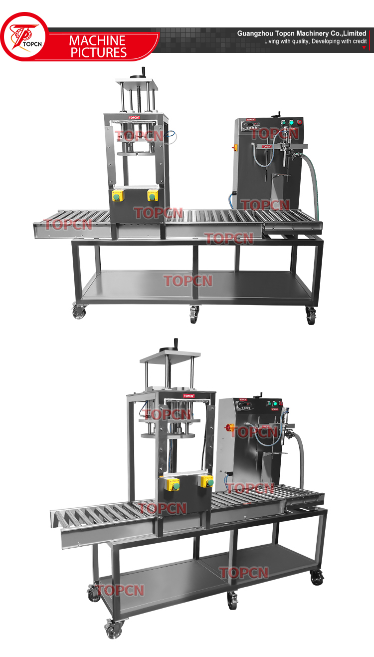 Semi Automatic 1 Gallon 5 Gallon Liquid Sauce Resin Paint Pail Bucket Hot Filling And Lid Closing Machine