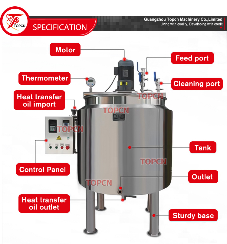 Factory Price 500L 1000L Double Jacket Heating and Mixing Tank