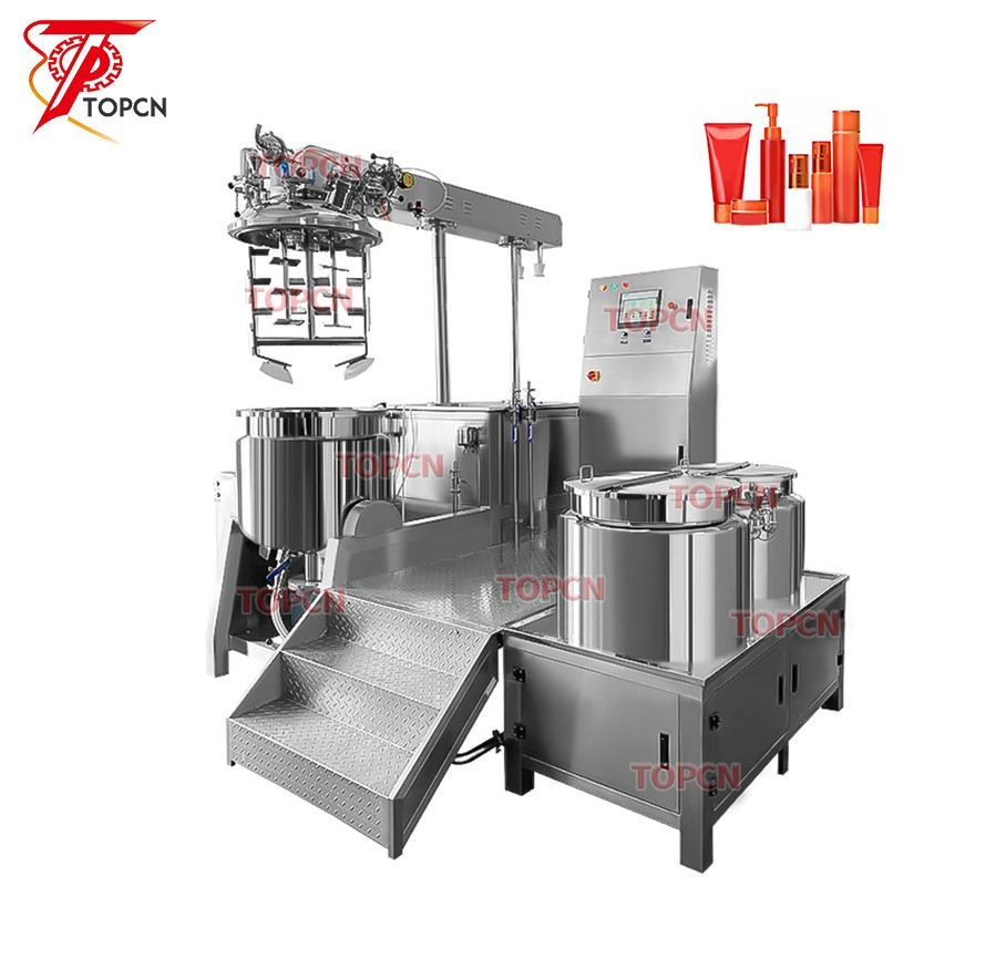 50L 100L 200L Cosmetic Manufacturing Production Line Cosmetic Cream Emulsion Vacuum Emulsifying Mixer Machine