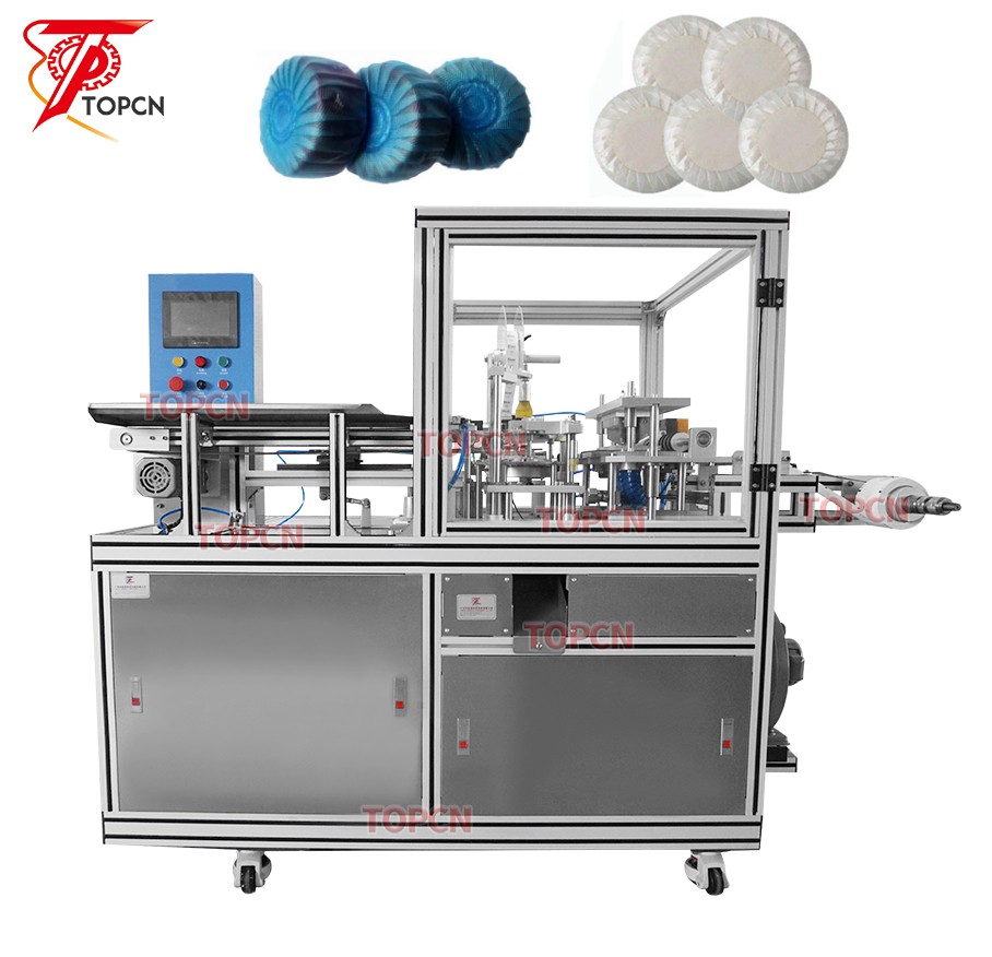 Automatic Toilet Clean Blue Bubble Soap Packaging Machine Square Round Soap Pleat Paper Packaging Machine