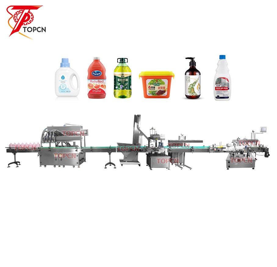 1L 5L Four Heads Engine Motor Oil Water Tacking Filling Line Skincare Shampoo Detergent Viscous Liquid Paste Tracking Filling Machine