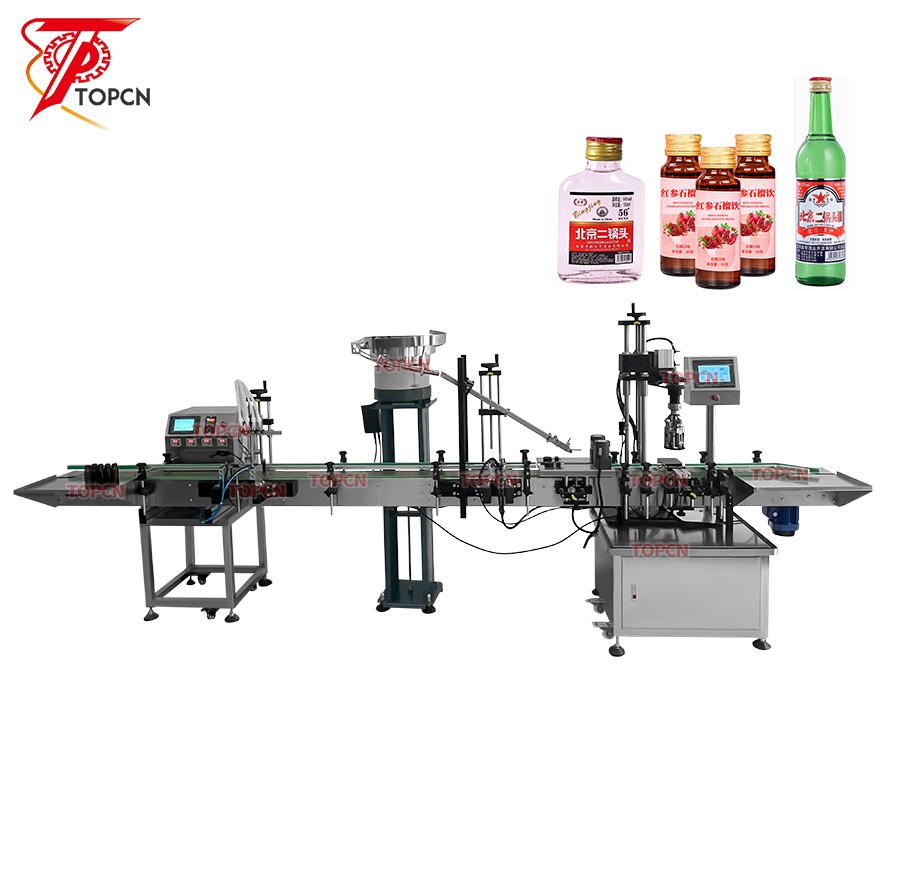  Automatic Whisky Health Wine Syrup Produciton Line Alcohol Syrup Bottle Filling Capping Machine 