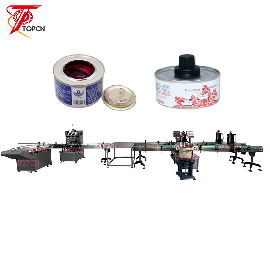 Automatic Warming Food Heater Cooking wax gel liquid Heat Tin Can Dish Fuel Filling and Press Capping Machine